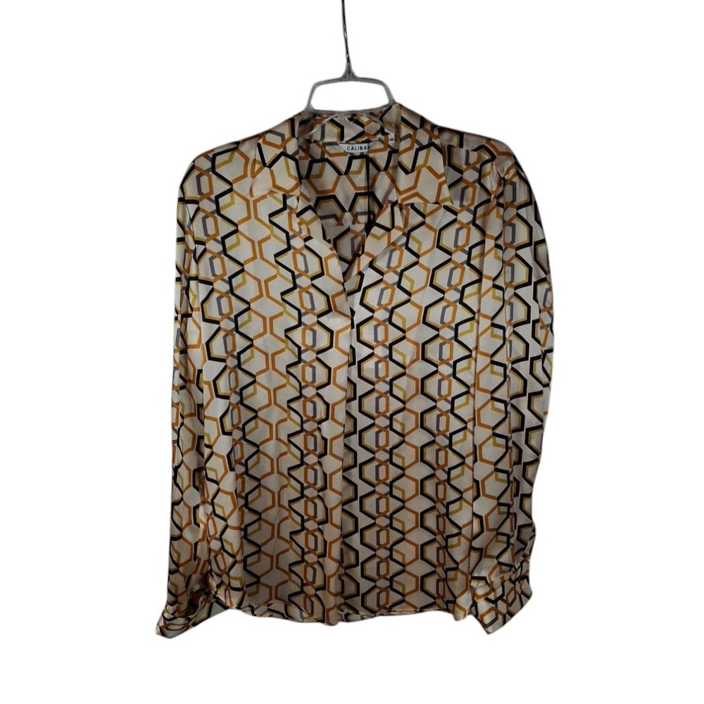 Caliban 100% Silk Women's Blouse Size 48 Made in Italy Designer, Classy MSP $250